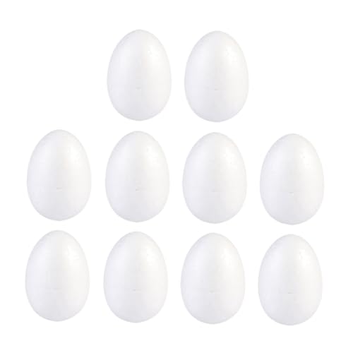 GARVALON 10 Huevos de Espuma de 8 CM para Manualidades de Pascua Huevos Sólidos Blancos para Pintar y Decorar Accesorios DIY para Fiestas y Proyectos Infantiles