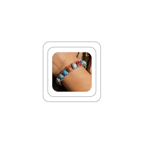 Bracelet turquoise occidental pour femme : manchette réglable bohème