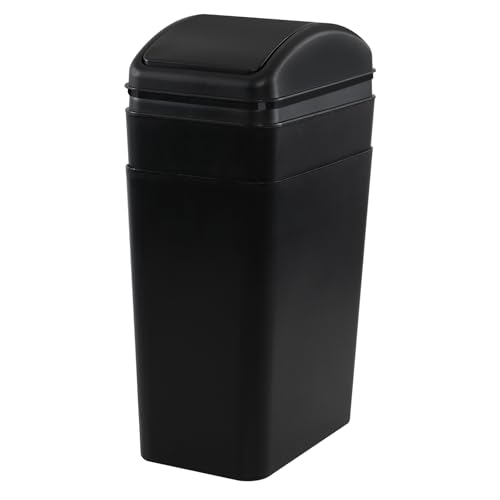 Caneca de basura plástica 4.5 galones, tapa basculante, negro, 2 unidades miniatura 7