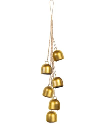 Gold Metal Vintage Bells with Jute Hanging Rope, Decorative Cow Bell for Christmas Wreaths, Parties and Weddings