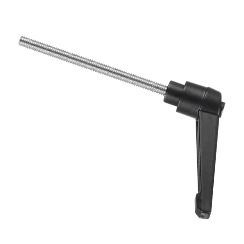 Image of uxcell Adjustable Clamping Lever Handle M5 x 60mm Metric 304 Stainless Steel Male Threaded Stud Hand Knobs Push Button Ratchet Rotating Screw Handles Bolts with Locking Lever Black