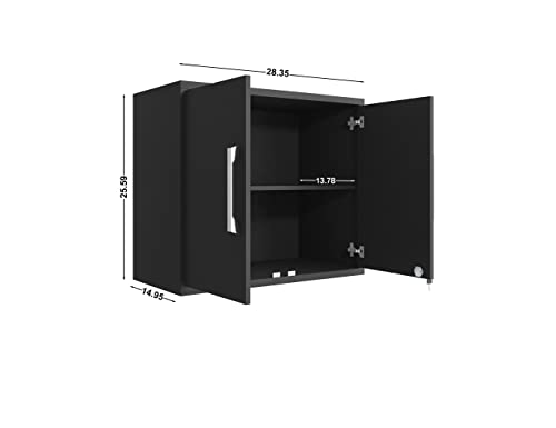 Image of Manhattan Comfort Eiffel Garage Cabinets and Storage System, Set of 4, Matte Black