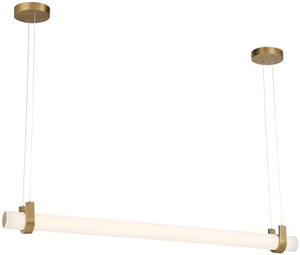 Minka-Lavery Sorelle 58" LED Linear Chandelier - Legacy Brass with Opal Glass with Stone