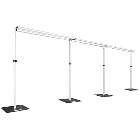 Hecis Portable Pipe and Drape Backdrop Stand 6-10' Tall x 10-30' Wide Double Crossbar, Adjustable Pipe and Drape Backdrop Kit for Event， Party, Trade Shows and Wedding Decor Cover
