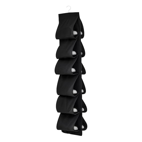 UOCAI Organizador colgante de 12 compartimentos para zapatos, plegable, con ganchos, para zapatos, organizador para taquilla, armario, puerta trasera, dormitorio, camping, color negro