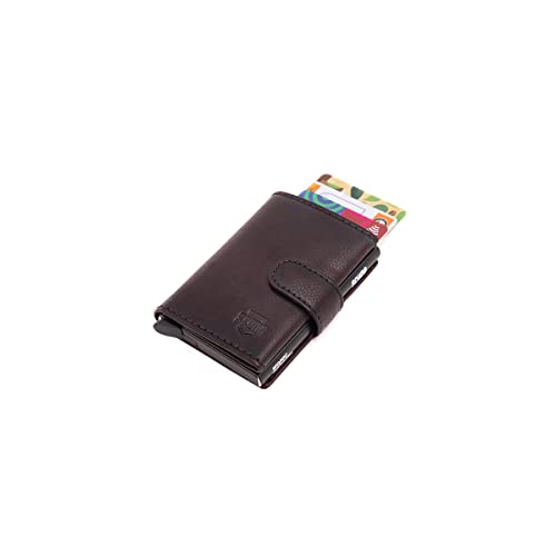 Image of Scudo Genuine Leather RFID Protected Slim Card Holder Wallet for Men /Leather Wallet for Men (Burnished) (Brown)