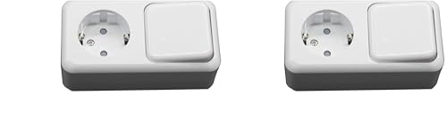 Base Schuko con interruptor blanco Prendeluz de 16A/250V en práctico paquete de 2 unidades