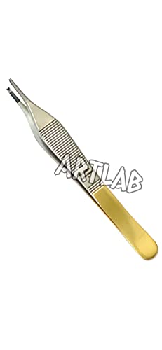 Premium German Stainless Tungsten Carbide TIP ADSON Forceps Tissue 1X2 Teeth ADSON Brown Forceps ADSON Dressing Forceps 4.75" Veterinary Instruments (ADSON FORCEP 1X2 Teeth)