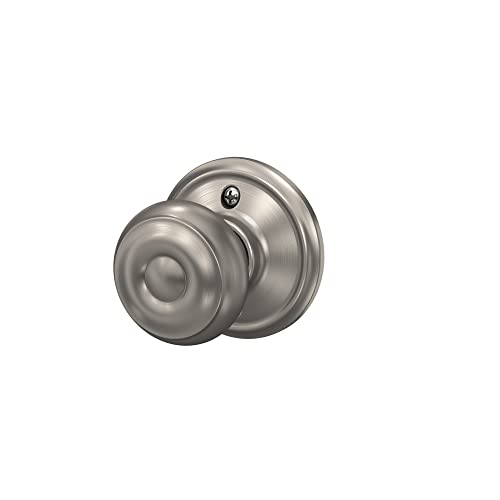 Image of SCHLAGE F10 GEO 619 Georgian Door Knob, Hall & Closet Passage Lock, Satin Nickel (Pack of 4)
