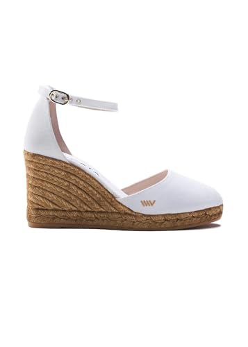 Image of Viscata Estartit Espadrille Canvas Wedges Spain Handmade 3 inch Heel Women's Sandals with Breathable Organic Cotton Canvas and 100% Natural Jute Midsole for all Occasions: Casual, Work, Party