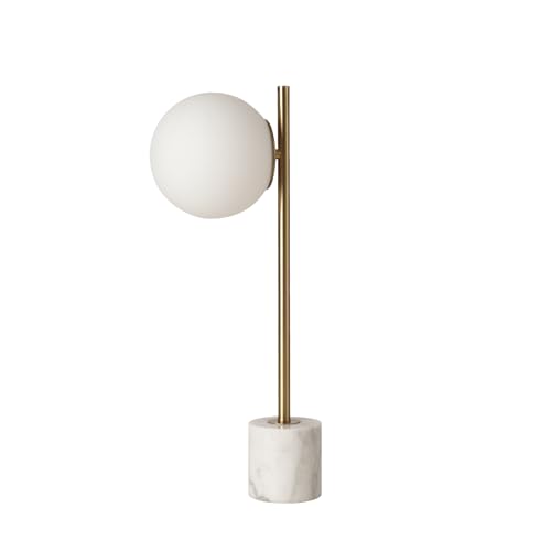 KUNJOULAM Round Table Lamp,Modern Desk Lamp with White Glass Globe Shade, Marble Base Elegant...