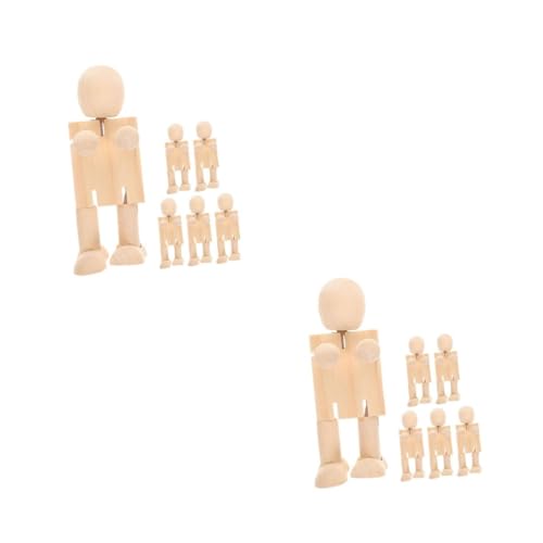 NUOBESTY 3 Juegos Muñeca Robot De Madera Robot De Juguete De Pintura Madera Personas Formas Figuras Estatua De Robot De Madera Figuras De Madera Personas Peg Personas Beige 6 Piezas * 3