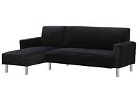 Canapé d'angle tissu réversible Rio - 4 places - Gris anthracite