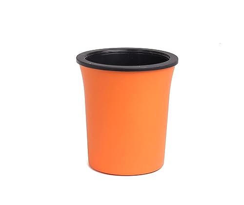 Image of Oslo Self Watering Pots | Planters for Your Home Living Room Office Decor, Round Plastic 4.3 Inch Set of 3 (Mocca) (Orange)