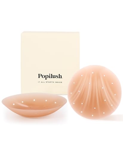 Popilush Nipple Covers for Women Sticky Bra Silicone Adhesive - Breathable Invisible Reusable for Wedding