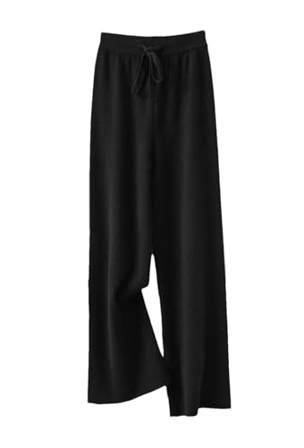 Women's Cashmere Wide Leg Pants Winter Basic Soft Warm Casual Trousers 100% Merino Wool Knitwear Pants