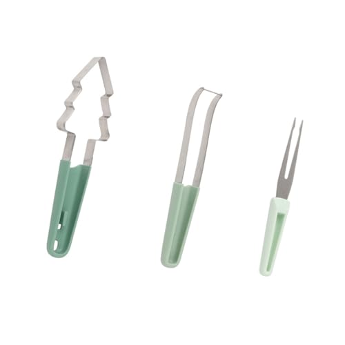 Green Three In 1 Watermelon Slicer With Stainless Steel Fork And Square Cutter Easy To Use Fruit Tool For Fruit Platters