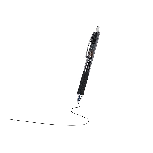Amazon Basics Retractable Gel Pens, Fine Point 0.7mm, Smooth Writing, Black, No Smudge, School and Office Supplies, 12-Pack - Image 4