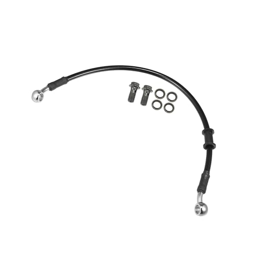 ACROPIX Universal Brake Hose Motorcycle ATV Dirt Bike Motocross Braided Hydraulic Brake Line Oil Hose Pipeline, 40cm, Durable, Metal, Black Silver Tone, 1 Set Car Parts