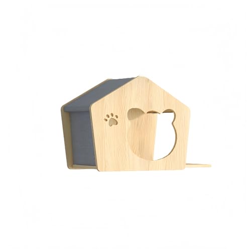 Stewlt キャットウォーク 壁用 大型猫用 木製 突っ張り お手入れ簡単 キャットタワー 猫宇宙船 壁掛け猫棚 省スペース コンパクト 室内インテリア (キャットヘッドベッド 右開き)