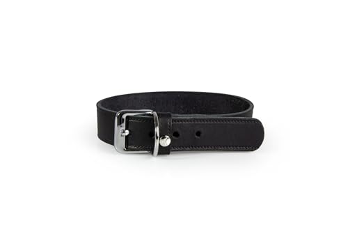ドイツ製 高級本革首輪 Das Lederband レダーバンド 「WEINHEIM(ワインハイム)」 犬 首輪 大型犬 レザー 本革 ペット用品 柔らかくて丈夫 有害化学物質不使用 (Black/ブラック, XL(幅35 mm / 長さ57 cm )首周