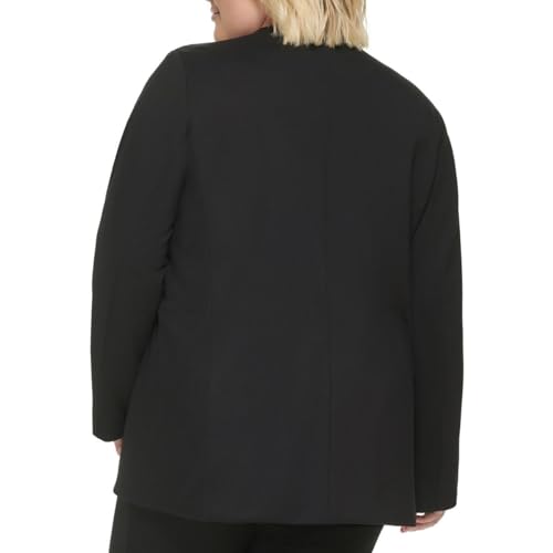Calvin Klein Womens Plus Solid Ponte Collarless Blazer Black 20W2