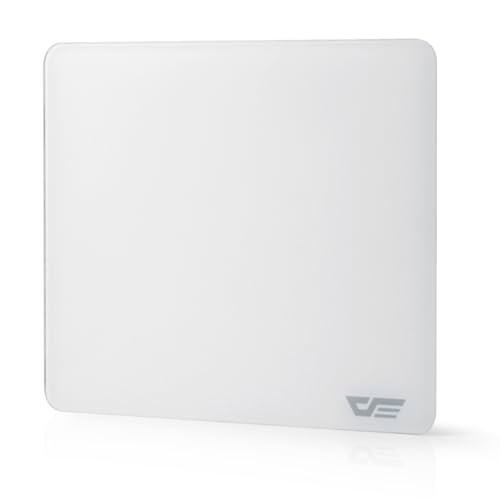 darkFlash Glass Mouse Pad 11.8×10.2 Inch Ultra-Smooth Tempered Surface Precision Tracking Anti-Slip Rubber Base Durable Etched Finish Ideal for Gaming & Work 300×260 mm (DMP300 White)