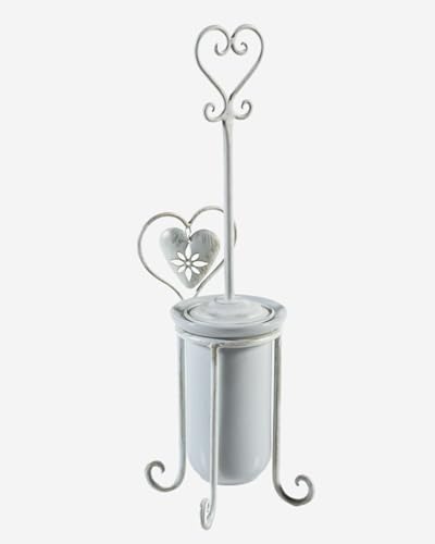 DiKasa Porta Scopino in Metallo Bianco, 13x17x51cm, Design Elegante per Bagno