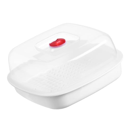 CLISPEED de microondas bandeja Humeante de microondas Buque de vapor alimento vaporera de cocina para cocinar microondas al vapor para pescado el plastico blanco