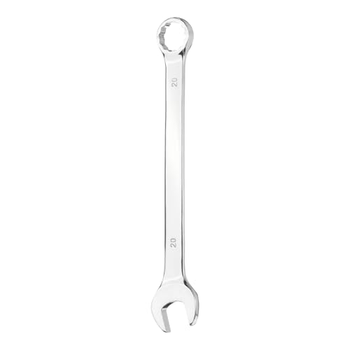 HARFINGTON Combination Wrench 20mm Metric 12-Point Box and Open End 45# Carbon Steel Double Ended Spanner Tool for Automotive Pipe Furniture Machinery DIY Repair, Silver White
