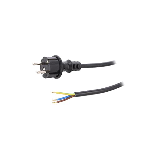 Prise CEE 7/7 Câble SCHUKO Noir 5m Cordon PVC Souple W-98397