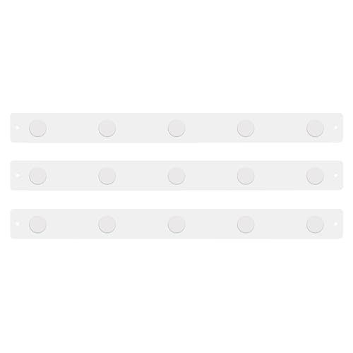Three by Three Seattle 28 x 2.5 Inch Metal Strip Frameless Magnetic Bulletin Board (3 Pack) with 15 Large Magnets for Memos, Photos, Lists, and More in Office, Home, or School Décor (White)