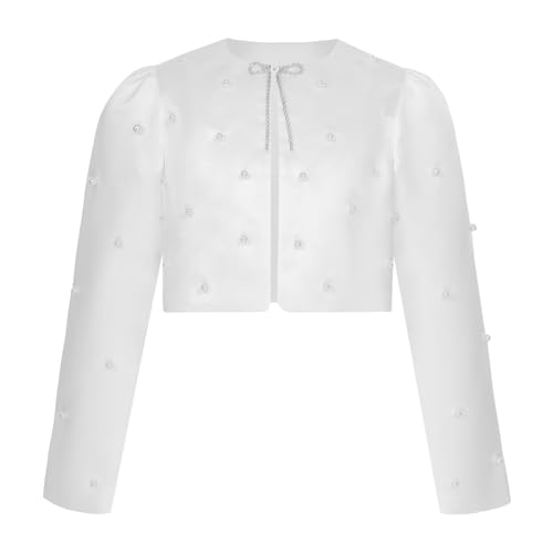 renvena Kids Girls Sparkly Bolero Long Sleeve Cropped Cardigan Shrug Hook Button Closure Jacket Tops