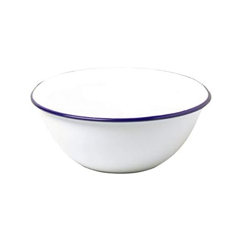 Dunlevy Enamel Mixing Bowl with Blue Rim Cover