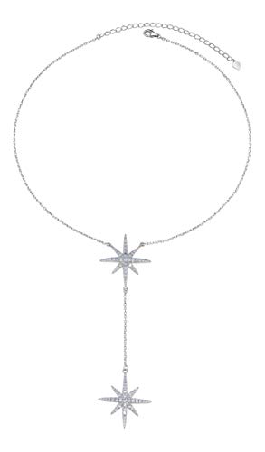 Savlano 14K Gold Plated Cubic Zirconia Round Cut Starburst 18 Inches Pendant Chain Necklace For Women3