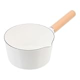 jojofuny Emaille Milchtopf 14cm Weiß mit Deckel Multifunktionaler Kochtopf zum Schmoren und Kochen von Suppe für Babynahrung und Haushalt
