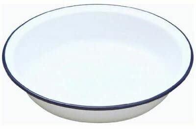 Vision4ever 22cm Caserole Enamel Round Pie Dish Tin Oven Baking Tart Kitchen Camping Trip Home