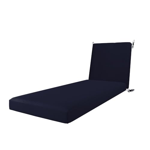 California Umbrella Outdoor Chaise Lounge Cushion, 24 x 78 Inch, Premium Outdoor Memory Foam, Fade Resistant, Solstice Olefin Fabric, Patio Lounger Cushion with Fabric Ties, Navy