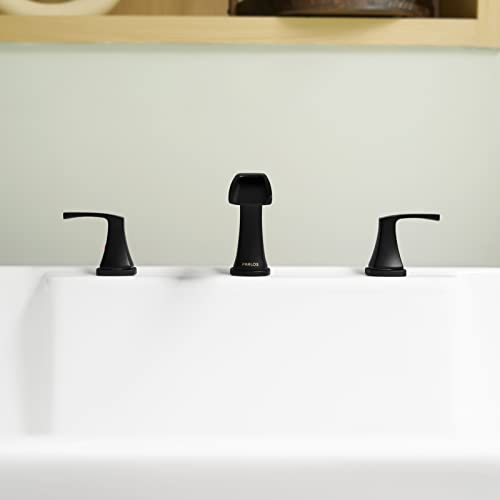 Parlos 2-Handle Widespread Waterfall Roman Bathtub Faucet Tub Filler With Valve, Matte Black, 1434204 #TOP7