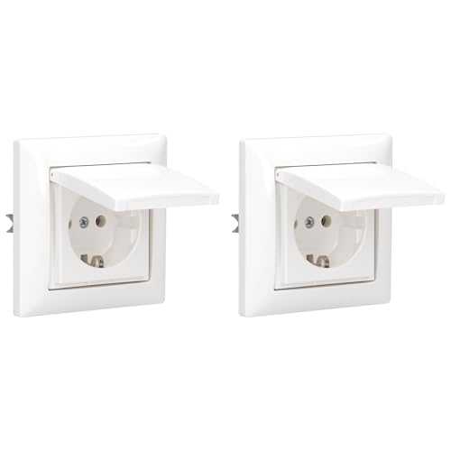 Busch-Jaeger Balance SI Set: 2x 20 EUK-914 Steckdose mit Klappdeckel, 2x 1721-914 Rahmen 1-fach Alpinweiß