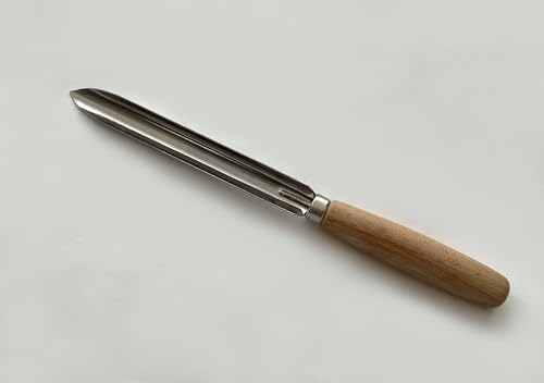 Miniatura 4 de Tredoni Descorazonador De Calabacín Pepino 14,5cm Descorazonador De Berenjenas De Acero Inoxidable, Mango De Madera, Marrón