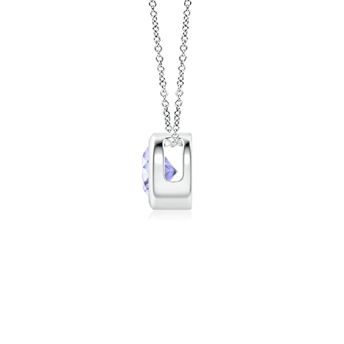 Angara Natural Tanzanite Solitaire Pendant for Women | Bezel-Set Round Tanzanite Solitaire Pendant in 14K Solid Gold/Platinum | December Birthday, Anniversary, Gemstone Jewellery Gift2