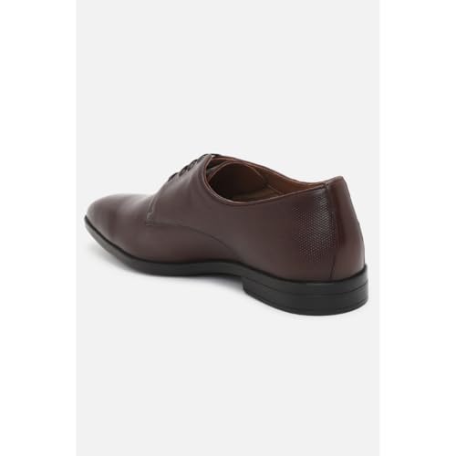 Image of Louis Philippe Men Premium Leather Breathable Lining Material Anti Slip with Heel TPR Sole Formal Derby Shoes