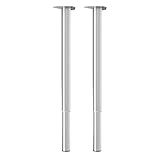 Bronea - 2X Tischbeine höhenverstellbar | Möbelfuß rund Teleskopfuss (60-90 cm oder 80-120 cm) | Tischfüße Metall inkl. Befestigungsschrauben | Farbauswahl, Farbe:Silbergrau, Länge:60-90 cm