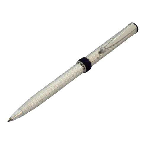 NYLOE - Bolígrafo - Plata de Ley Maciza 925 - Patrón Moiré - Recarga Estándar Internacional - Elegancia Artesanal - Made in italy