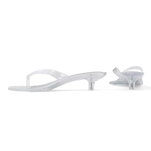 Image of Women's Flip-Flops Kitten Heels Thong Sandals For Women Square Toe Slip On Fashion Summer Dress Sandals