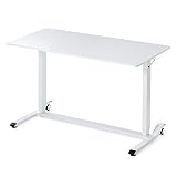 サンワダイレクト 昇降式デスク ガス圧 幅120×奥行60cm 高さ68.2～108.2cm キャスター付き モニターアーム対応 スタンディングデスク ホワイト 100-ERD041W