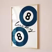 KEMEIQI Poster con stampa astratta su tela Retro Navy 8 Ball Blue Cheetah - Arte animale moderna e funky chic per la decorazione della camera da letto (80 * 120X2CM/cornice)
