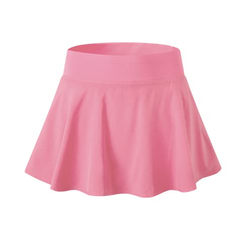Ez-Jolan Big Girl's Pleated Active Skort Super Light Womens Mini Tennis Skirt With Shorts Light Pink/S #TOP13