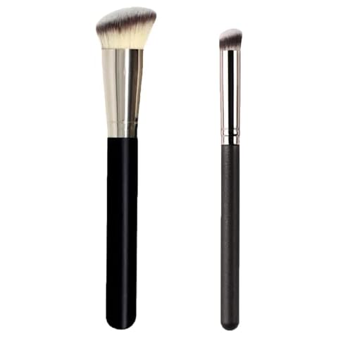 Professional Foundation Brush and Concealer Brush Kabuki Foundation Brush Makeup Brush Contour Brush for Blending Liquid, Cream, Powder, Blush(2Pieces) Cover